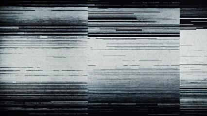 Digital glitches and static TV noise effects. Panoramic view, background texture