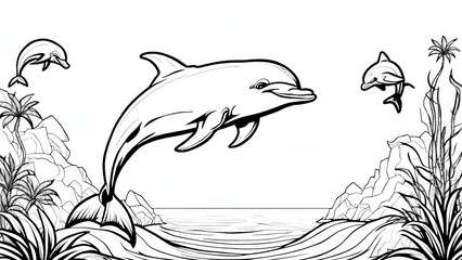 Cute dolphin coloring page