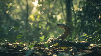 Foto op Canvas King cobra, Ophiophagus hannah is a venomous snake species of elapids endemic to jungles in Southern and Southeast Asia, goa india. AI Generated. © Gosgrapher
