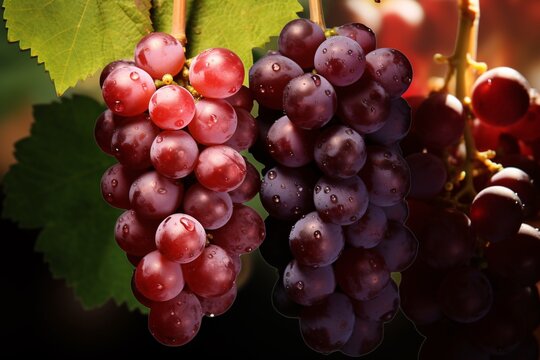 a bunch of grapes with water drops on them