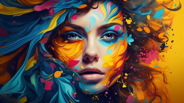 Craft a bold and artistic hero header for a creative agency, using vivid colors and dynamic, paint-like strokes that showcase the agency's creativity and energy 
