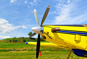 Front view of agricultural airplane propeller, airtractor