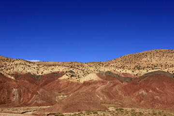 View on a mountain in the High Atlas which is a mountain range in central Morocco, North Africa, the highest part of the Atlas Mountains