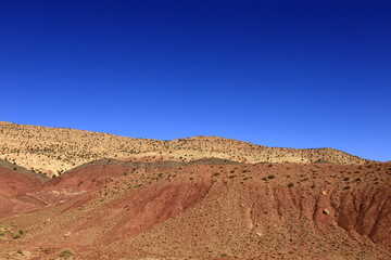 View on a mountain in the High Atlas which is a mountain range in central Morocco, North Africa, the highest part of the Atlas Mountains