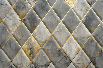 Detailed view of a metal surface featuring a precise diamond pattern, showcasing the intricate design and texture of the material.