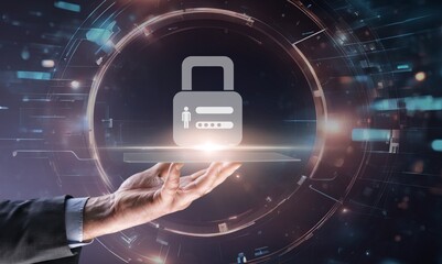 Cyber security,  hold data digital padlock