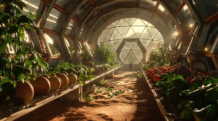 Automated Martian Farming: AI-Controlled Dome Cultivates Crops for Colony Sustainability