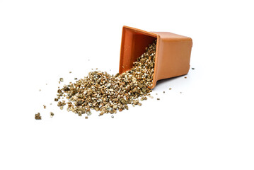 vermiculite in brown pot for Improve planting soil Add nutrients to the soil