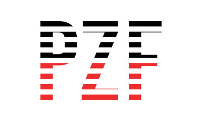 PZF three initial letter iconic line negative space minimal logo design vector template. monogram, abstract, wordmark, business, typography, minimalist, brand, company, flat, modern, unique, simple
