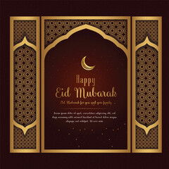 Islamic eid mubarak social media post template design