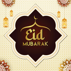 Eid mubarak islamic festival social media post design