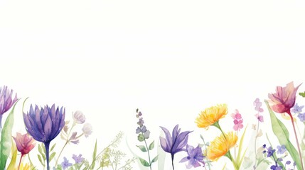 Obraz na płótnie Canvas Watercolor Painting of Flowers on White