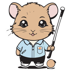 illustrate a kawaii style, cartoon style, sticker type black outline, full body Hamsters and with the following 