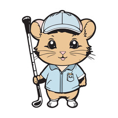 illustrate a kawaii style, cartoon style, sticker type black outline, full body Hamsters and with the following 