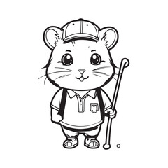 illustrate a kawaii style, cartoon style, sticker type black outline, full body Hamsters and with the following 