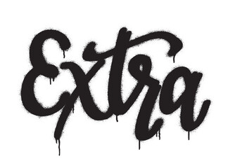 Spray graffiti hand written word EXTRA over white.
