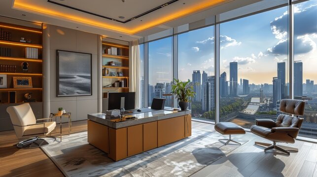 Office Overlooking Cityscape