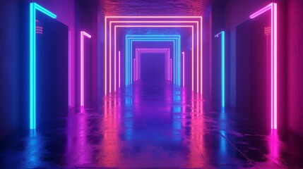Neon Room Background. Colorful neon lights