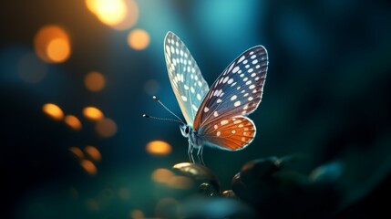 Butterfly Resting on Flower Petals