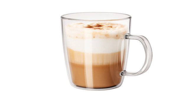 Indulge in the Rich Aroma of Morning Bliss: Frothy Cappuccino with Whipped Milk in Transparent Mug on transparent background - Perfect Coffee Moment Captured