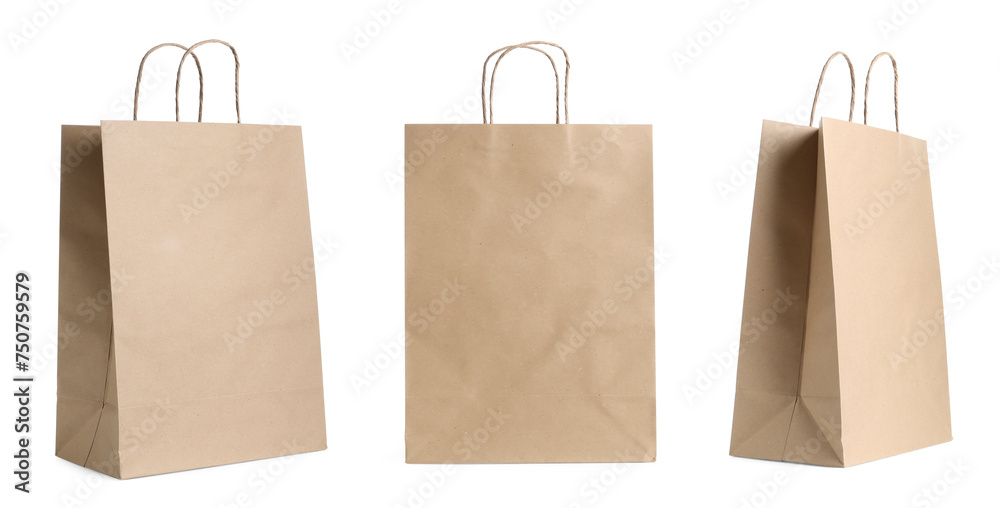 Canvas Prints kraft paper bags isolated on white, set