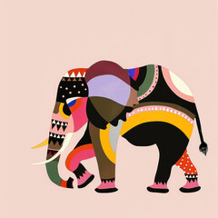 Fototapeta premium Stylized elephant Illustration in minimalistic style