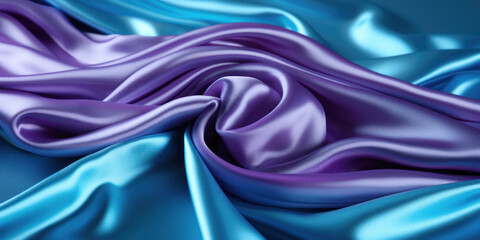 Obraz premium blue and purple satin fabric draped with large folds, textile background