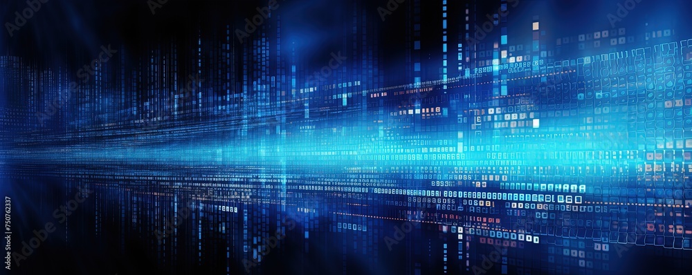 Poster abstract technology background, big data, internet network, digital technology with binary computer 