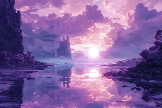 A celestial landscape, where Charybdis guards the gates, reflecting a clean, no-flare essence