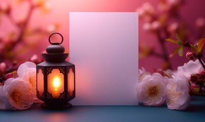 Ramadan background, a template for wishes. A white greeting card for congratulations and wishes on Ramadan or a Muslim holiday