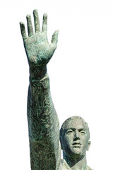 Monument in honor of the Azorean emigrant on an avenue in Ponta Delgada-Sao Miguel-Açores-Portugal.3-3-2024