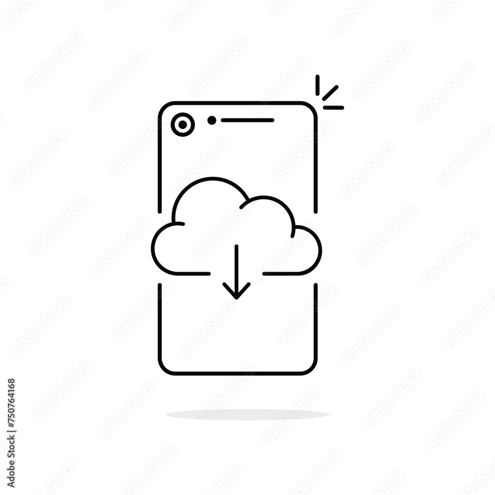 Fototapete thin line cloud computing with arrow like download. lineart trend modern logotype graphic stroke art
