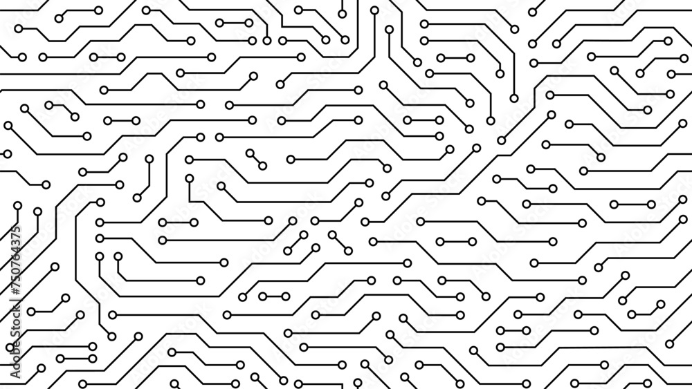 Fototapete computer motherboard seamless pattern, circuit board background. vector intricate circuitry motif wi