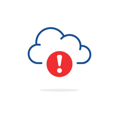 cloud computing error icon like data issue. simple linear trend modern graphic disconnection logotype design web element isolated on white background. concept of broken communication with database