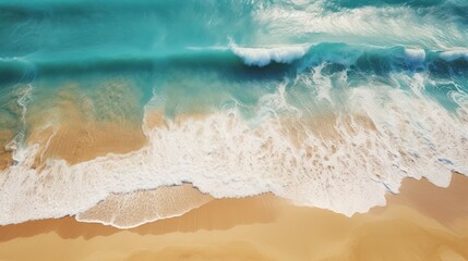 Aerial view of sandy beach and ocean 