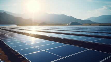 Aerial view to solar power plant. Renewable energy, solar energy - obrazy, fototapety, plakaty