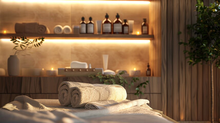 facial room in a beauty salon, with soft towels - obrazy, fototapety, plakaty