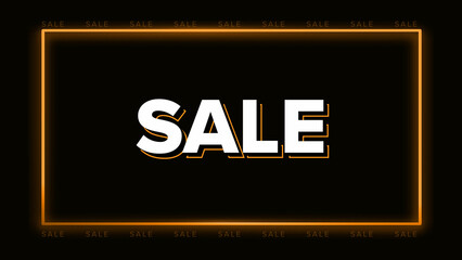 Fototapeta premium Orange neon boarder with SALE text for website banner, Orange Neon lines digital background, Orange Neon social media banner, Orange Neon lines SALE text website banner and has space for writing 