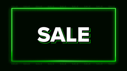 Green neon boarder with SALE text for website banner, Green Neon lines digital background, Green Neon social media banner, Green Neon lines SALE text website banner and has space for writing 