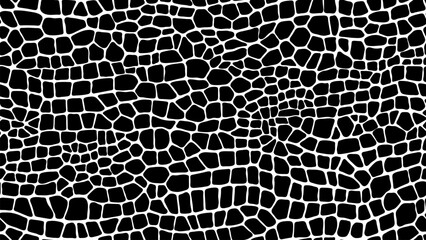 Materiał do szycia Dinosaur, crocodile and snake reptile skin pattern, vector animal leather background. Black and white crocodile or snake skin texture pattern of python, alligator or cobra leather for fabric print