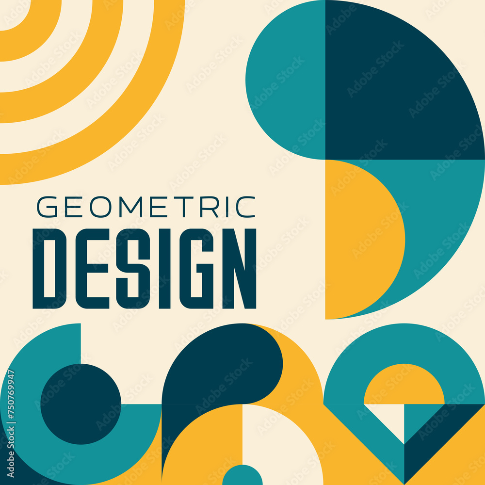 Poster modern abstract poster, bauhaus geometric pattern. vector contemporary layout, featuring a dynamic f