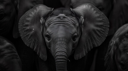 Intimate Monochrome Elephant Portrait