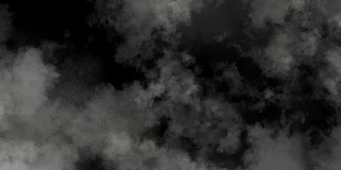 Foto op Canvas Gray smoke or fog color isolated on transparent dark background. Abstract Gray powder explosion with particles. Colorful dust cloud explode, paint holi, mist smog effect. Realistic vector illustration © Fannaan