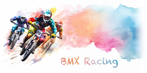 BMX RACING - Colourful watercolour web banner for Olympic BMX Racing