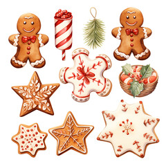 Naklejka premium christmas cookies and candies in scandinavian boho style, cartoon, kids illustration сreated with Generative Ai