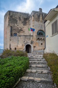 Entrance of the Pandone Castle. Venafro, Isernia, Molise, Italy, Europe.
