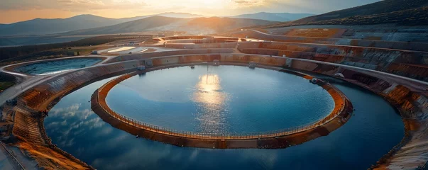 Foto op Canvas Advanced Water Treatment and Containment Systems at a Uranium Mine Tailings Pond. Concept Uranium Mining, Water Treatment Systems, Tailings Ponds, Containment Measures, Environmental Protection © Anastasiia