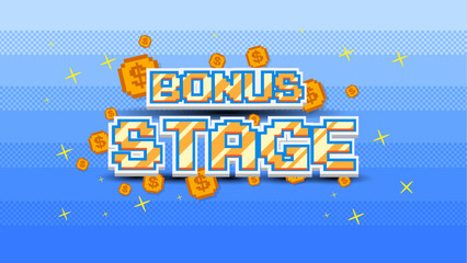 bonus stage.pixel art .8 bit game.retro game. for game assets in vector illustrations from vintage arcade comp	