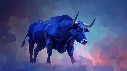Poster Stylized Low Poly Spanish Bull in Gradient Colors © swissa