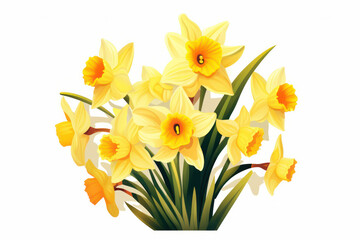Blooming Daffodil Bouquet: A Vibrant Celebration of Spring's Delicate Beauty amidst a Serene Green Garden